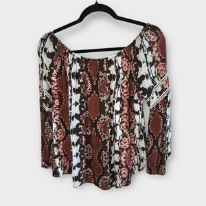 Tart Collection Multi-Color Snake Printnt Off Shoulder Blouse